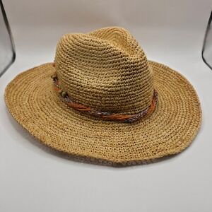 Wallaroo Catalina Cowboy Raffia Straw Hat Western Boho Beach Sun
